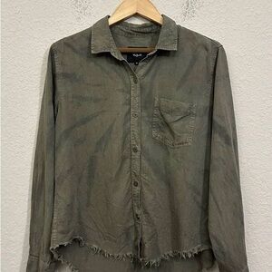Rails Ingrid Raw Olive Black Tie Dye Button Down Shirt Size M